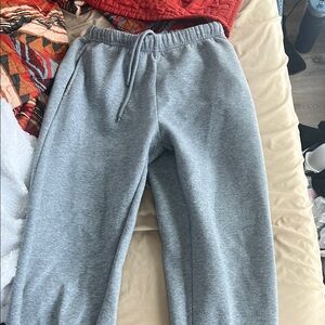 Heather Gray Relaxed Fit Track Pants with Elastic Waistband